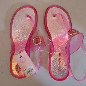 Pink Flat Jelly T Strap Thong Sandals